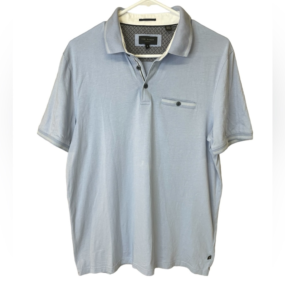 TED‎ BAKER WHITE BLUE SHORT SLEEVE
POLO SHIRT men’s size large